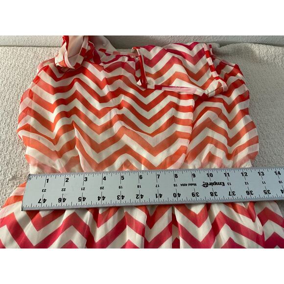 Speechless Womens Medium Off White Orange Pink Dress Sleeveless Chevron Casual - Picture 6 of 10